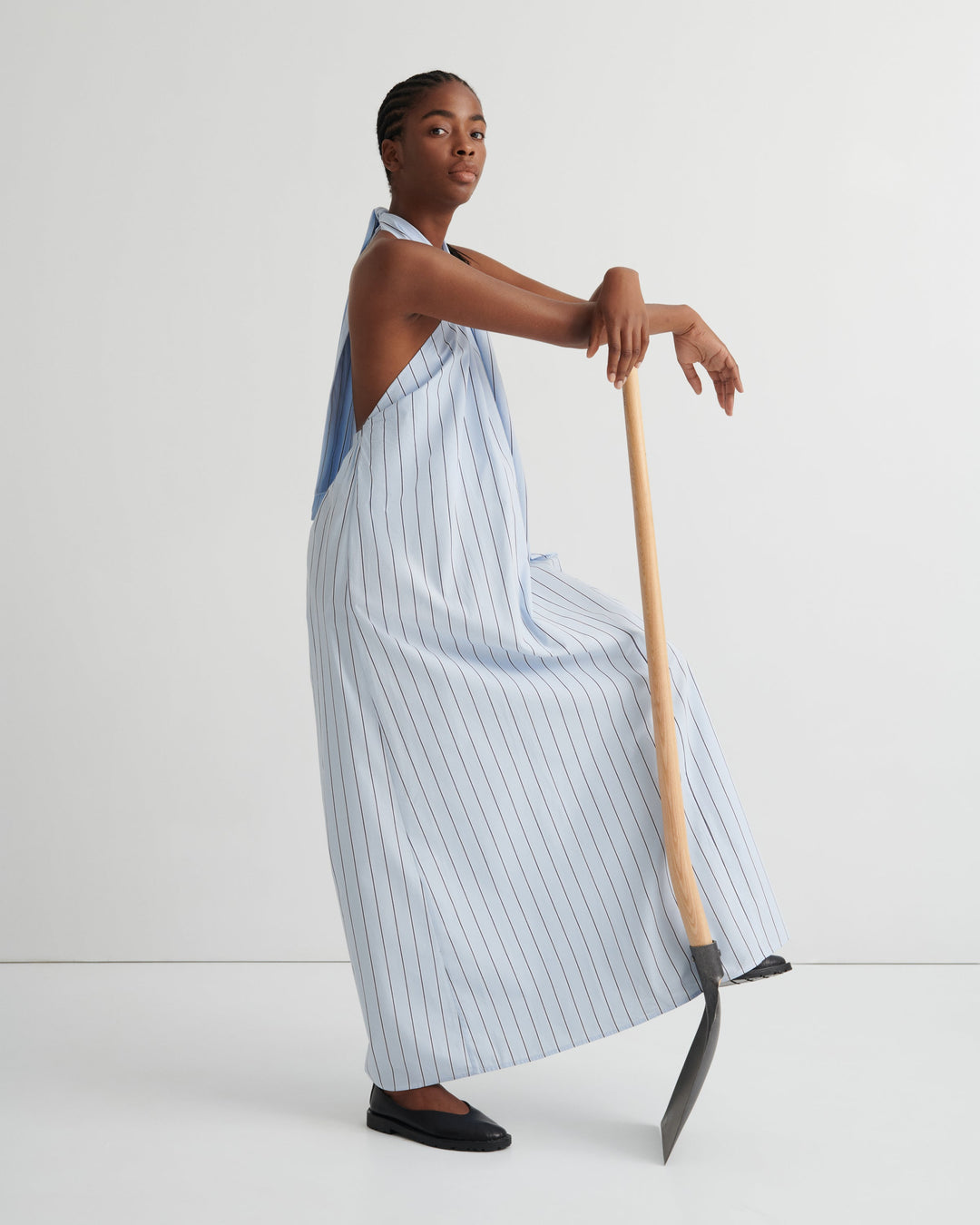 Perception Striped Poplin Halter Maxi Dress – Cloud Stripe