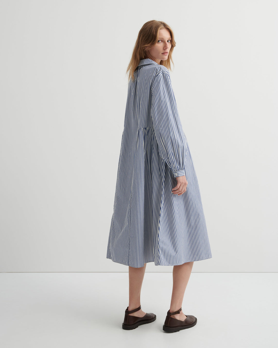 Sonnet Long-Sleeve Striped Shirt Dress – Workwear Stripe