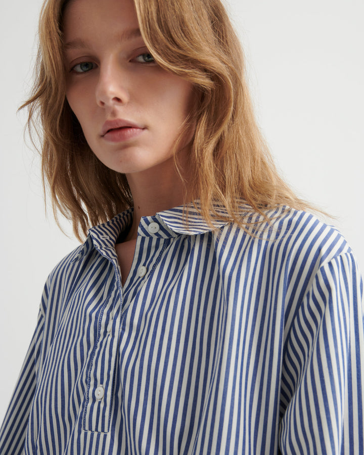 Sonnet Long-Sleeve Striped Shirt Dress – Workwear Stripe