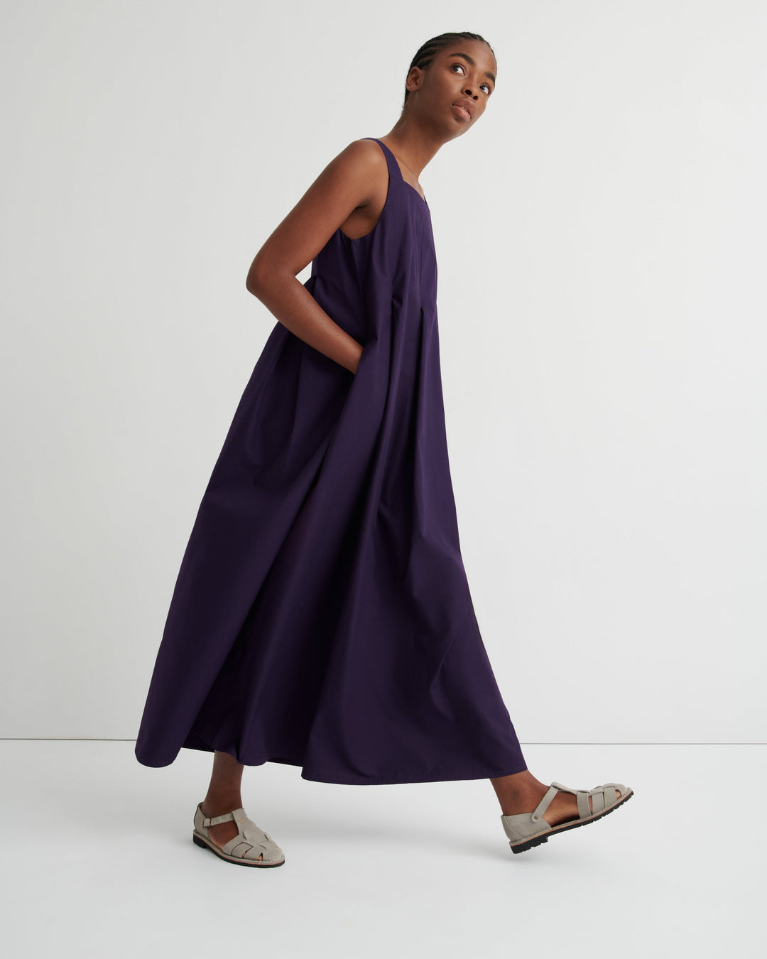 Study Square-Neck Pleated Maxi Dress – Dahlia