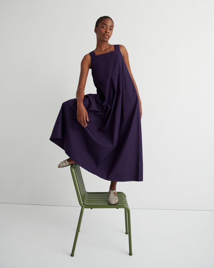 Study Square-Neck Pleated Maxi Dress – Dahlia