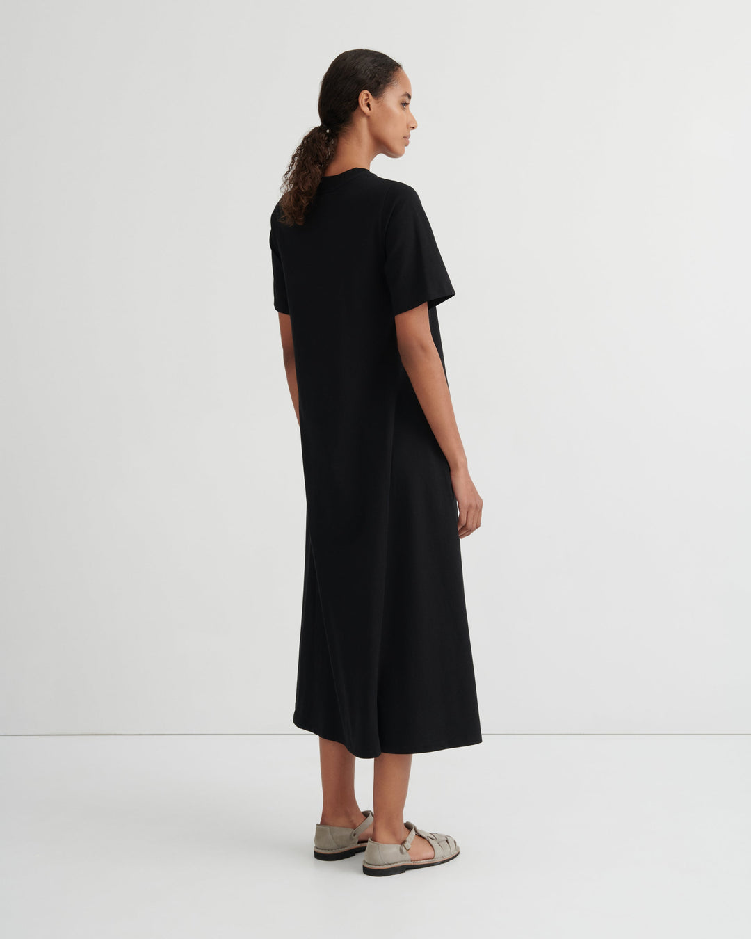 T-Shirt Swing Belted Maxi Dress – Black
