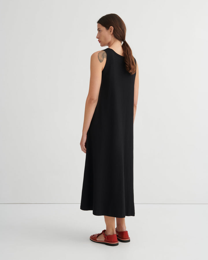 Tank Swing Cotton Midi Dress – Black