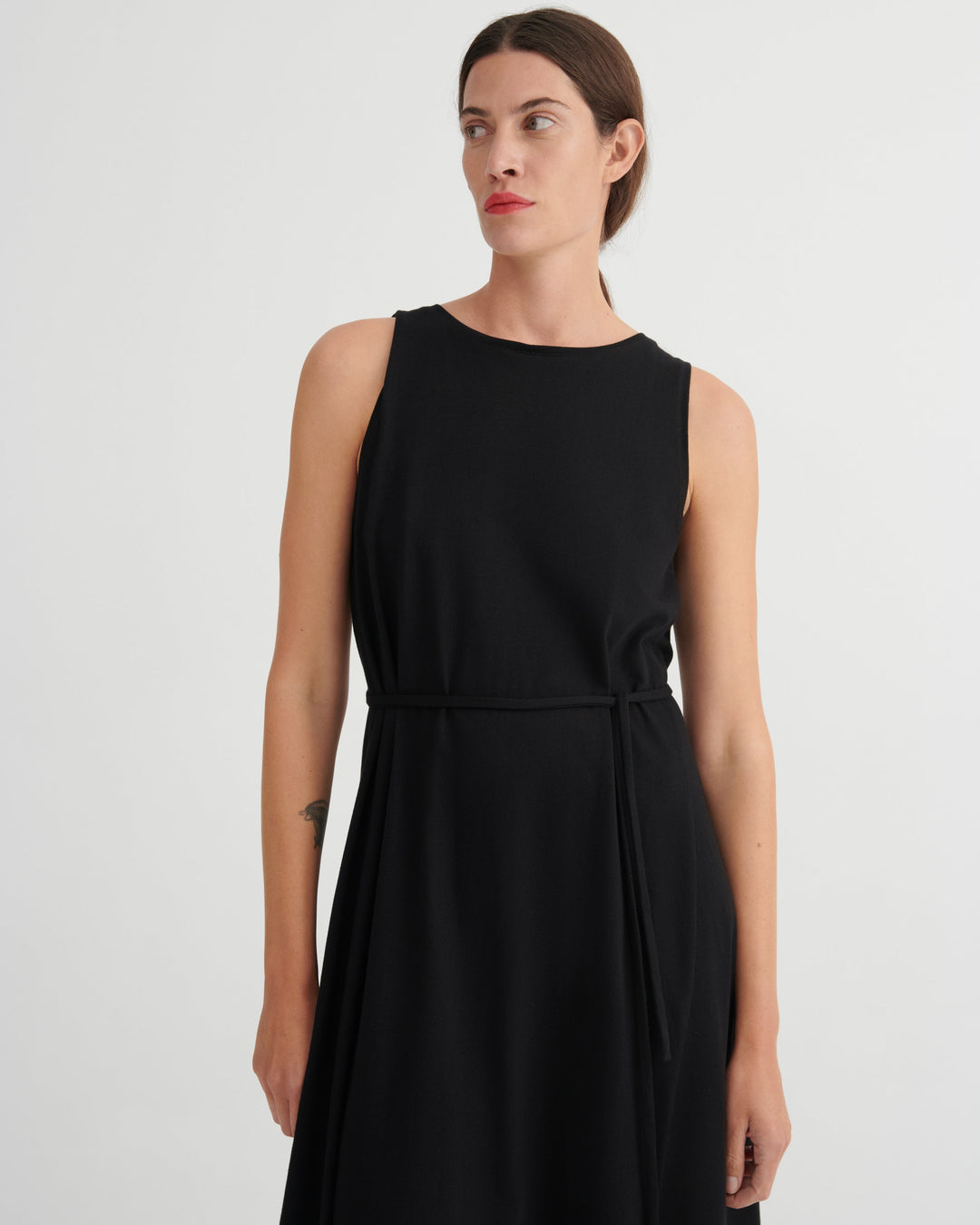 Tank Swing Cotton Midi Dress – Black