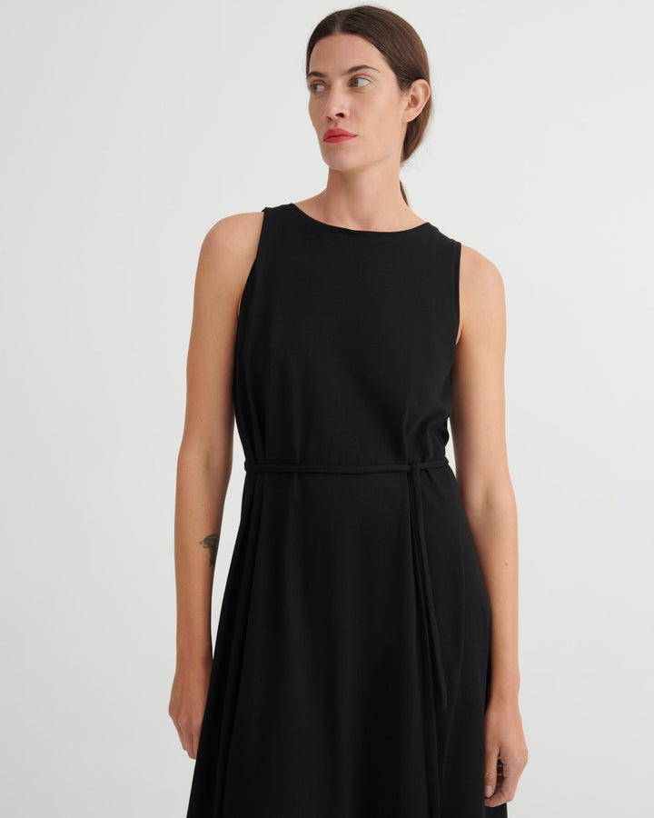 Tank Swing Cotton Midi Dress – Black