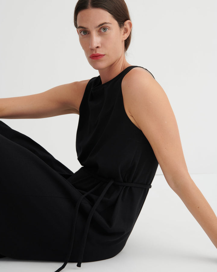 Tank Swing Cotton Midi Dress – Black