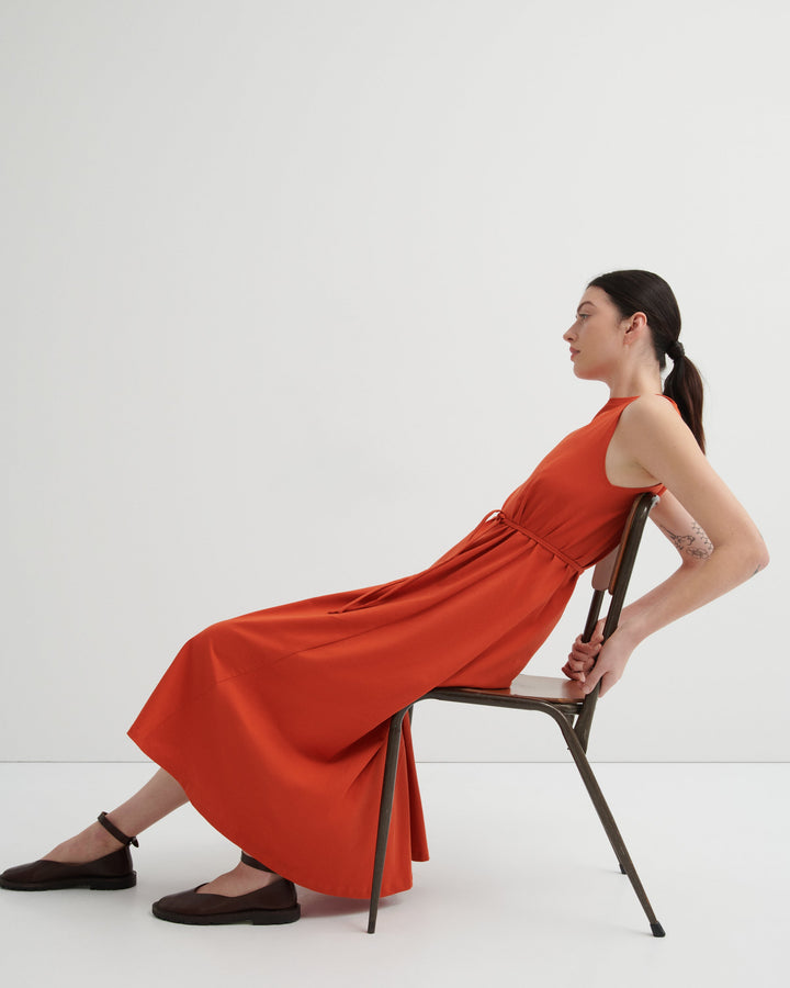 Tank Swing Cotton Midi Dress – Nasturtium