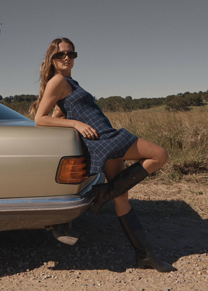 Sammy Seersucker Mini Dress – Midnight Check