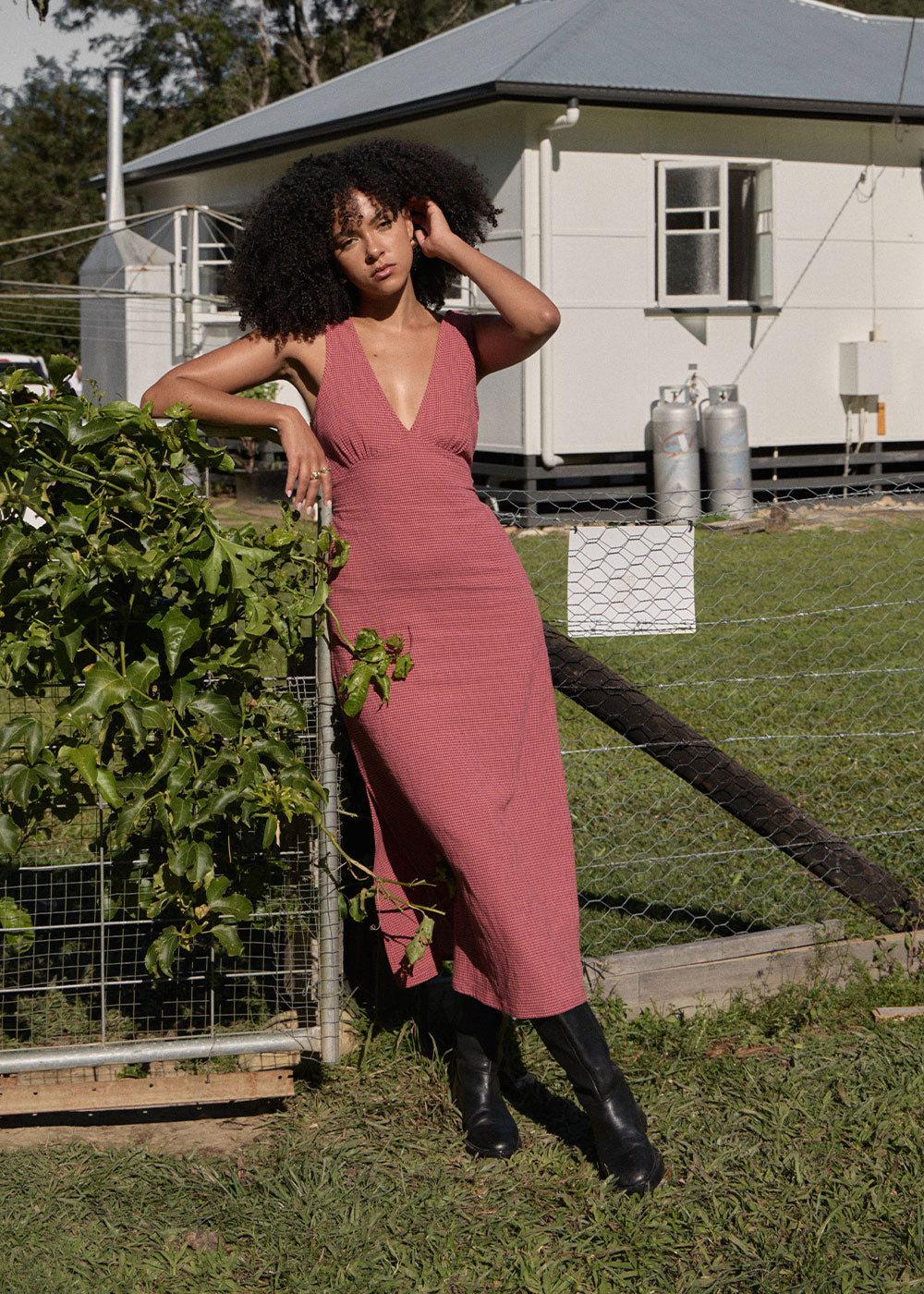 Womens Maxi Dress Tully - Indy Rose Check - AFENDS