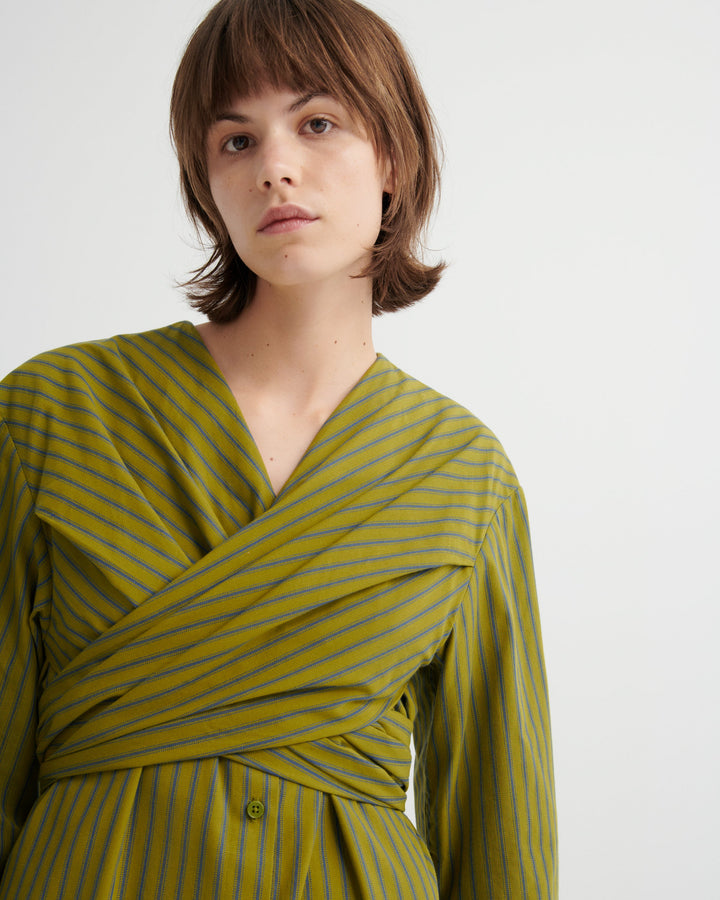 Twist Long-Sleeve Striped Shirt Dress – Artisan Stripe