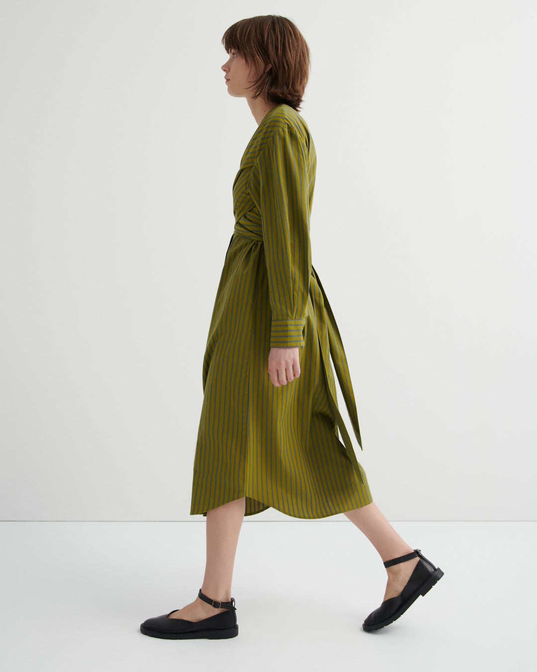 Twist Long-Sleeve Striped Shirt Dress – Artisan Stripe