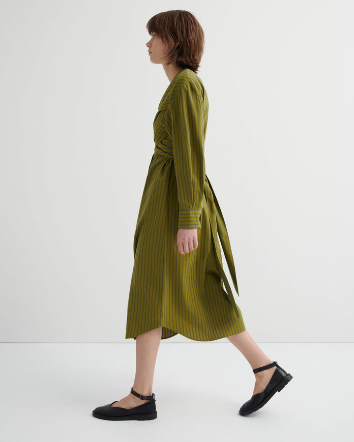 Twist Long-Sleeve Striped Shirt Dress – Artisan Stripe