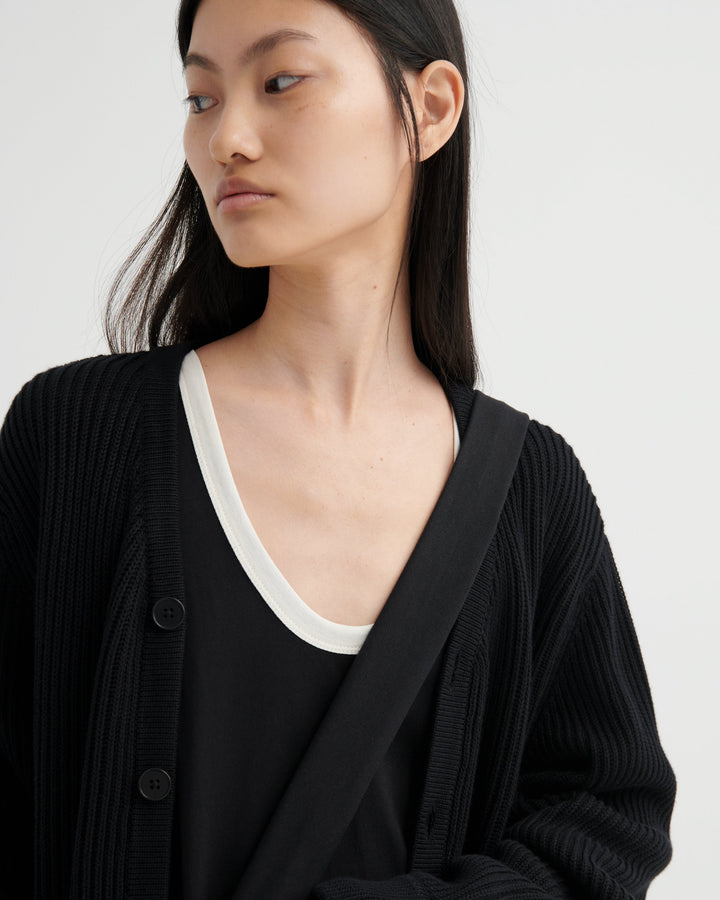 Variation Organic Cotton Scoop-Neck Midi Dress – Black