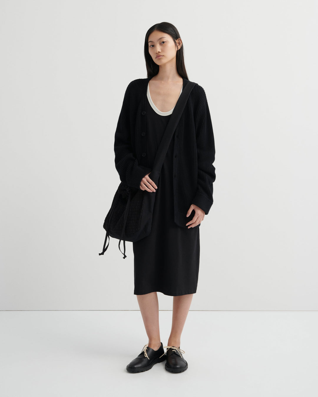 Variation Organic Cotton Scoop-Neck Midi Dress – Black