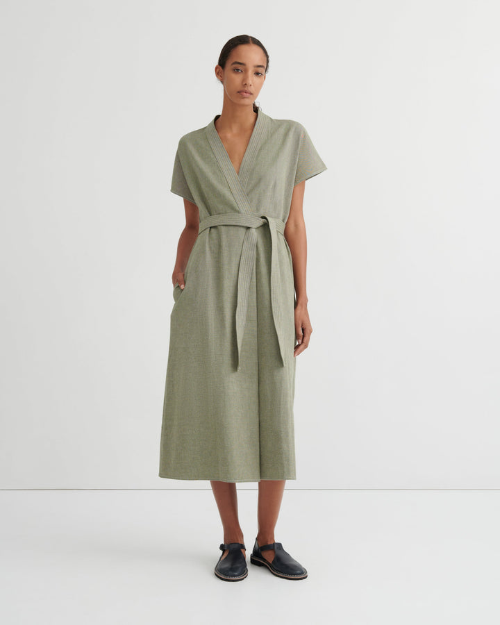 Venture Belted V-Neck Midi Dress – Laurel