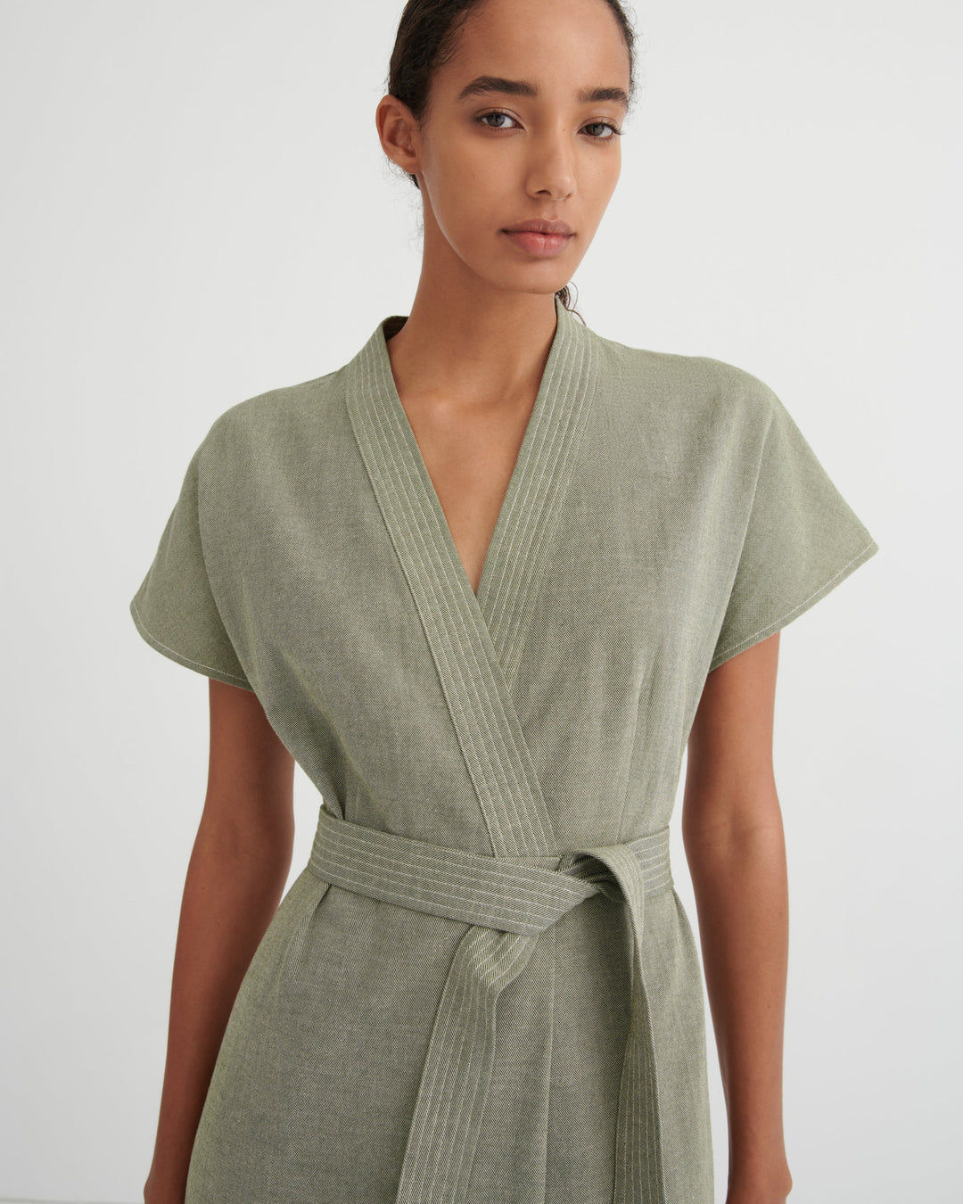 Venture Belted V-Neck Midi Dress – Laurel
