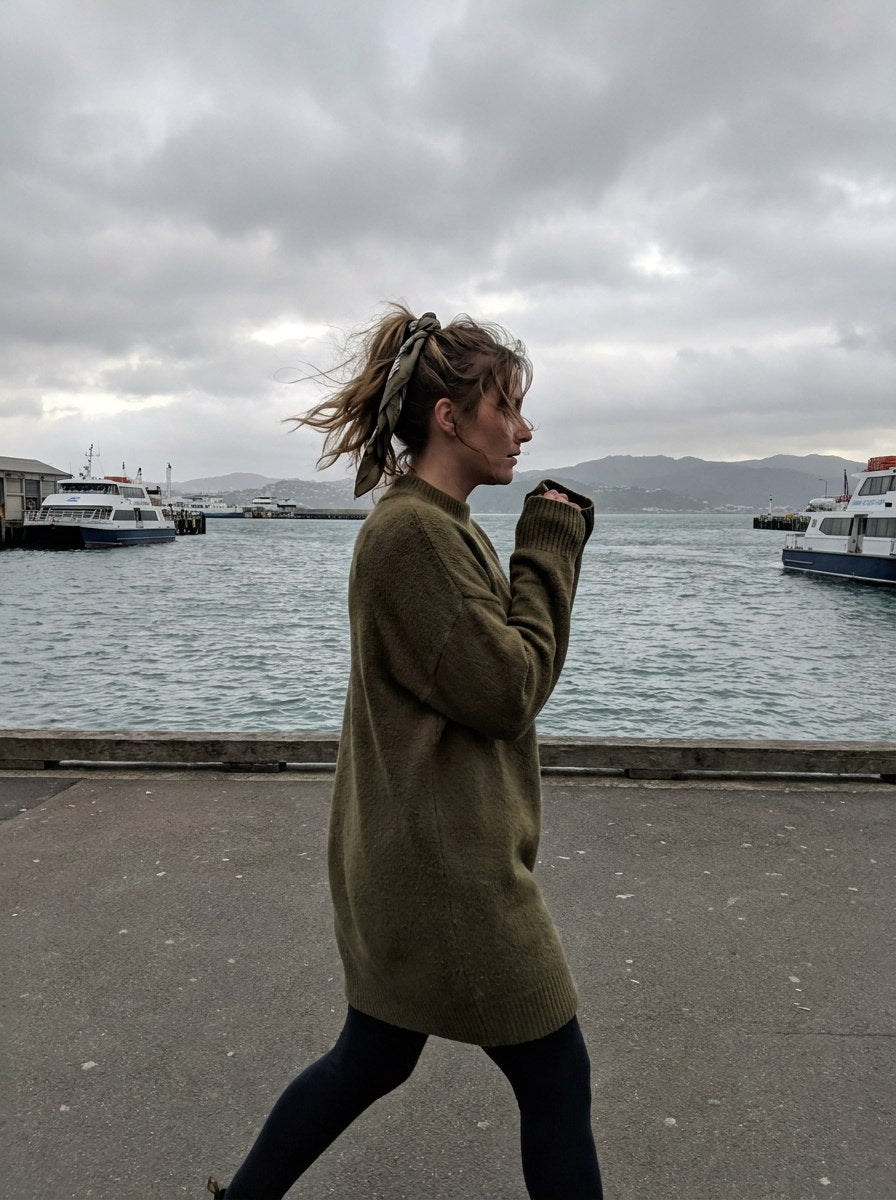 A soft knit layer for a brisk start